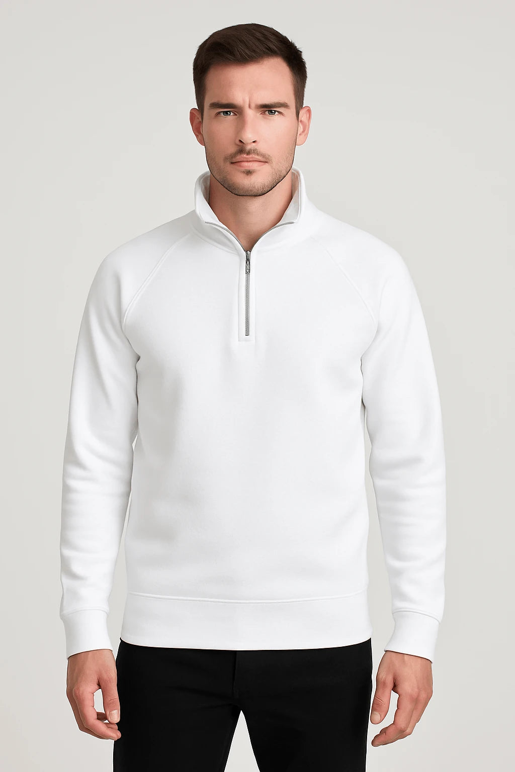 Felpa uomo con mezza cerniera 280 bianca