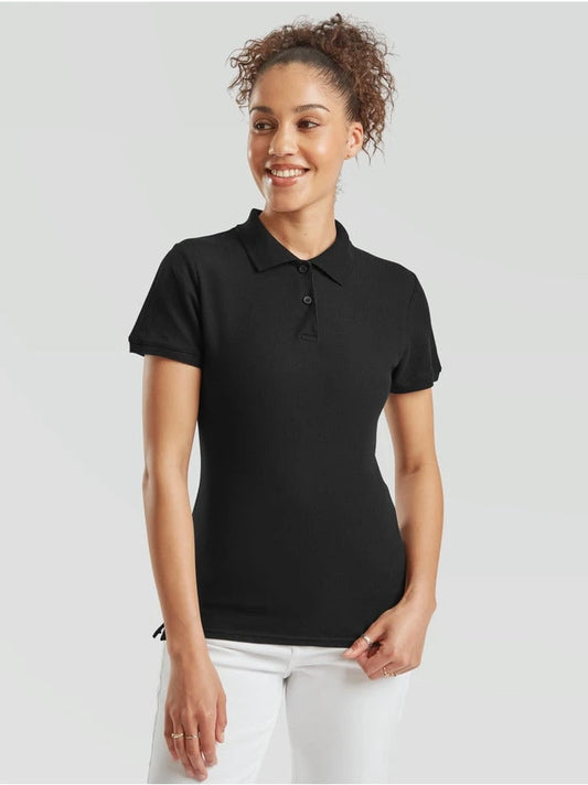 Polo premium donna 100% cotone nera