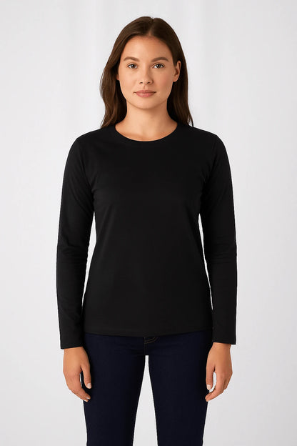 T-shirt donna maniche lunghe B&C E190 nera
