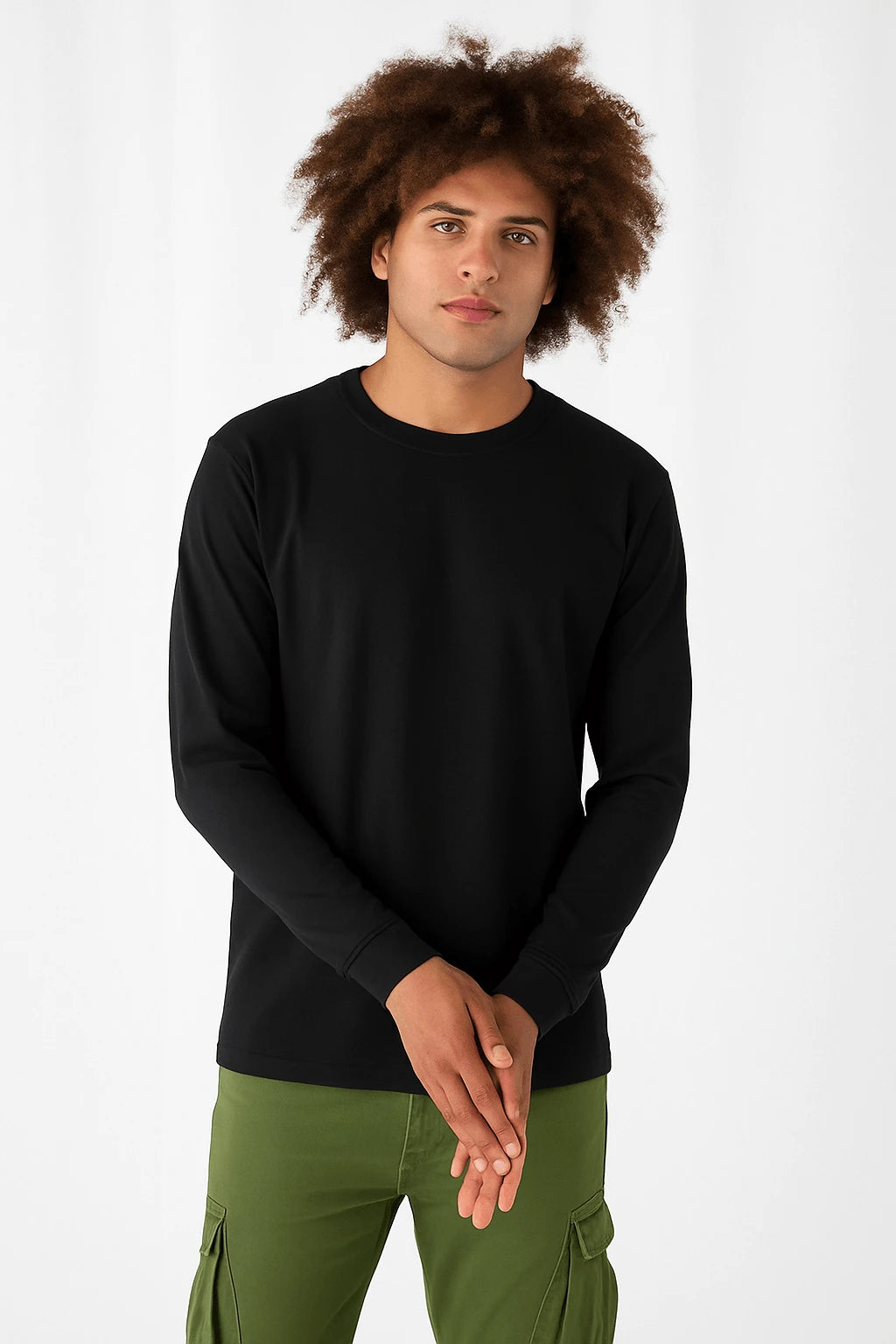 T-shirt uomo maniche lunghe B&C E190 nera