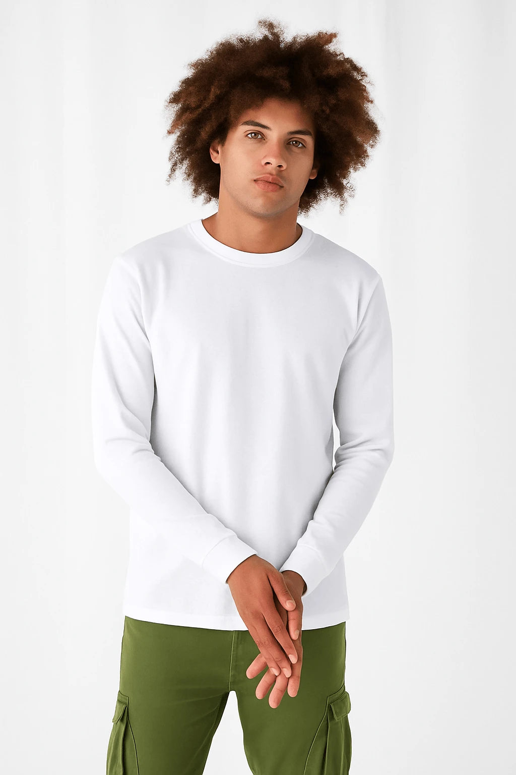 T-shirt uomo maniche lunghe B&C E190 bianca