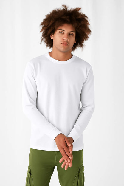 T-shirt uomo maniche lunghe B&C E190 bianca