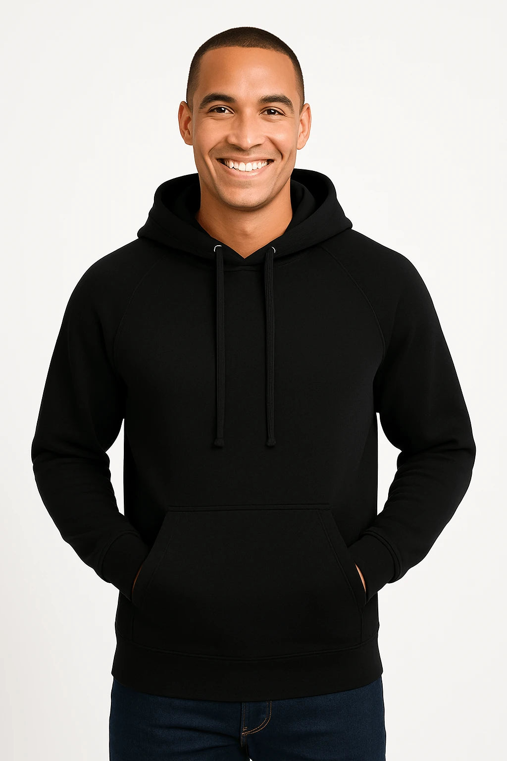 Felpa uomo con cappuccio leggera 240 nera