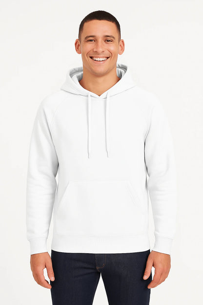 Felpa uomo con cappuccio leggera 240 bianca