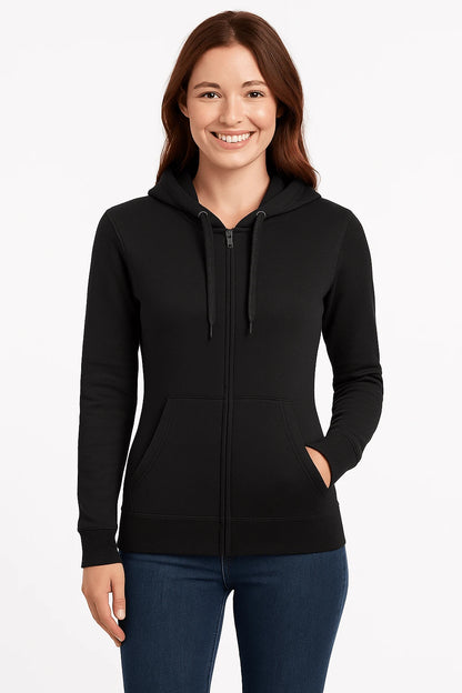 Felpa donna con cappuccio 280 cotone nera