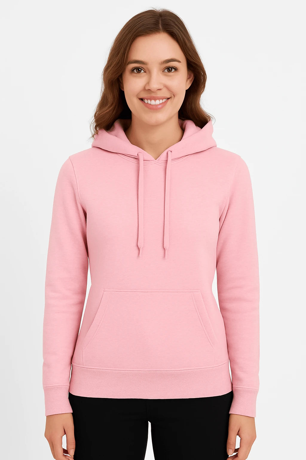 Felpa donna con cappuccio 280 cotone rosa