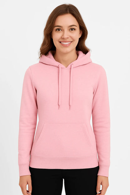 Felpa donna con cappuccio 280 cotone rosa