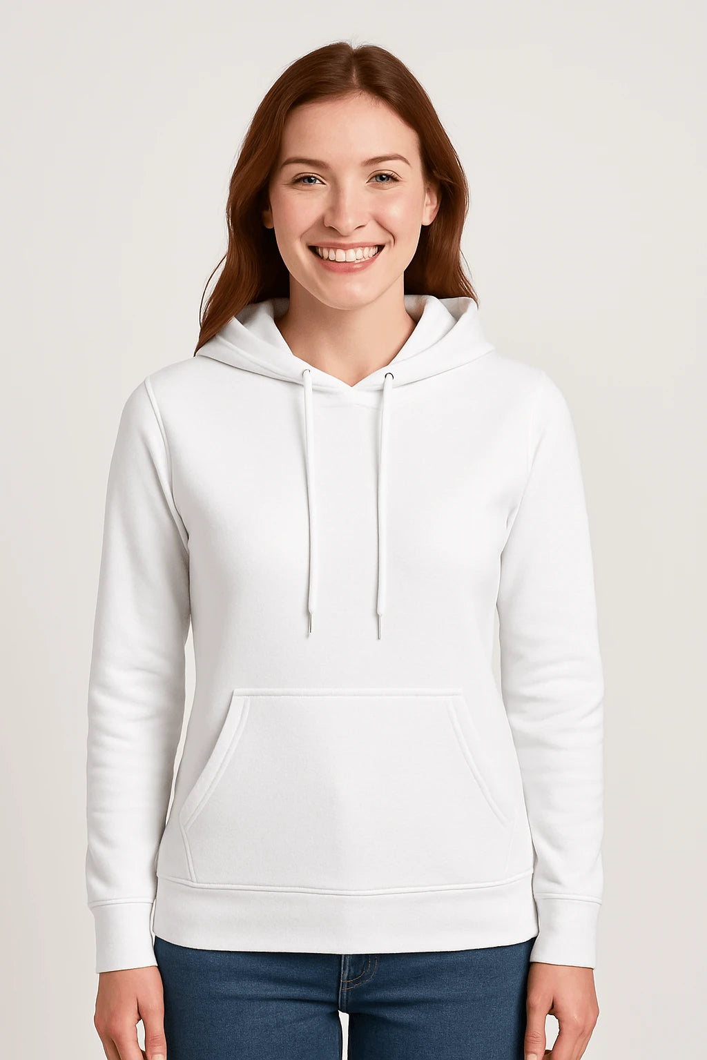 Felpa donna con cappuccio 280 cotone white