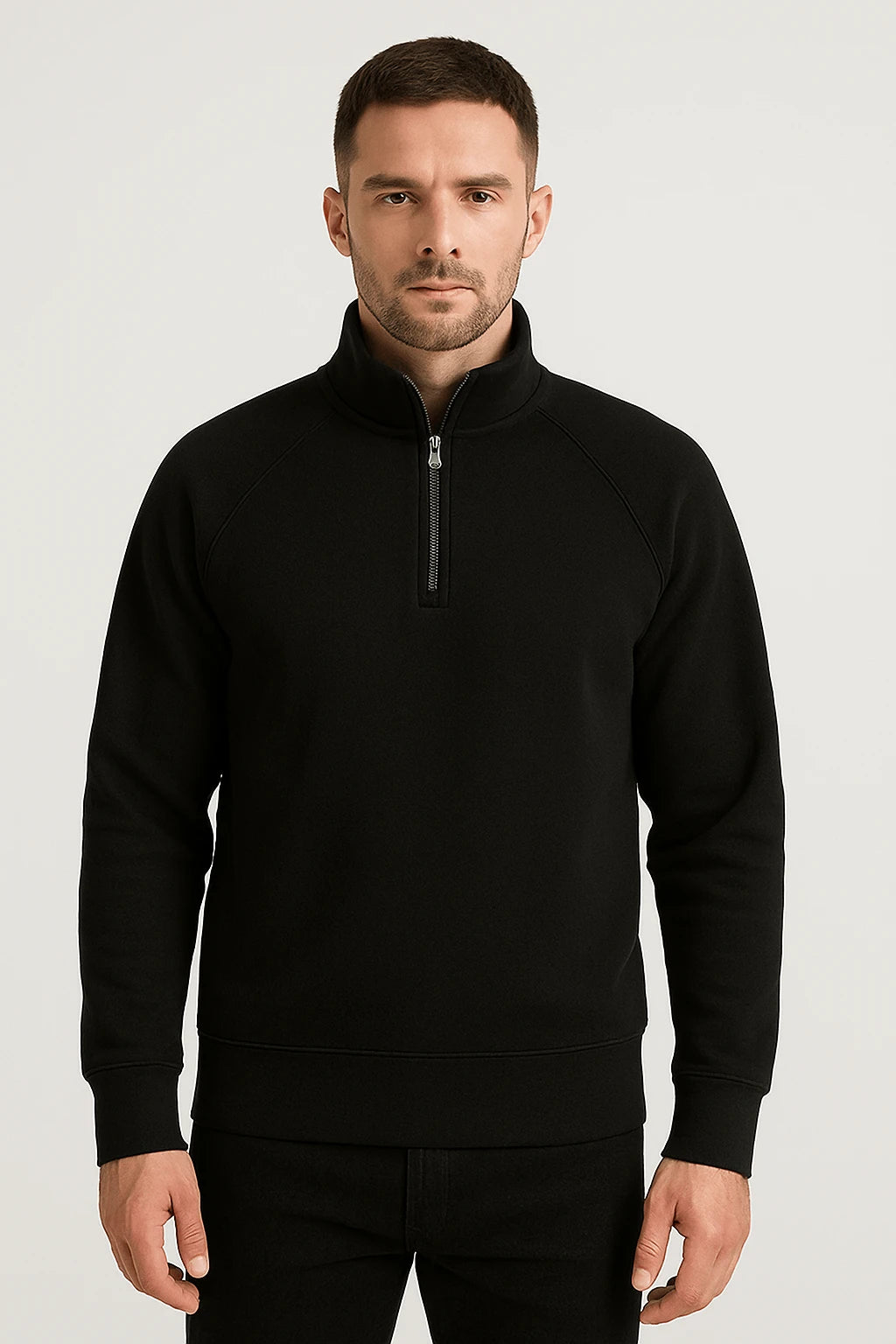 Felpa uomo con mezza cerniera 280 nera