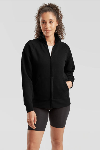 Felpa donna con cerniera 280 cotone nera