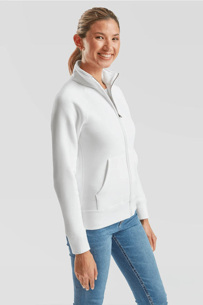 Felpa donna con cerniera 280 cotone bianca