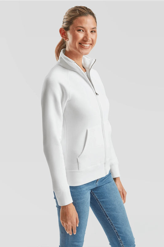 Felpa donna con cerniera 280 cotone bianca