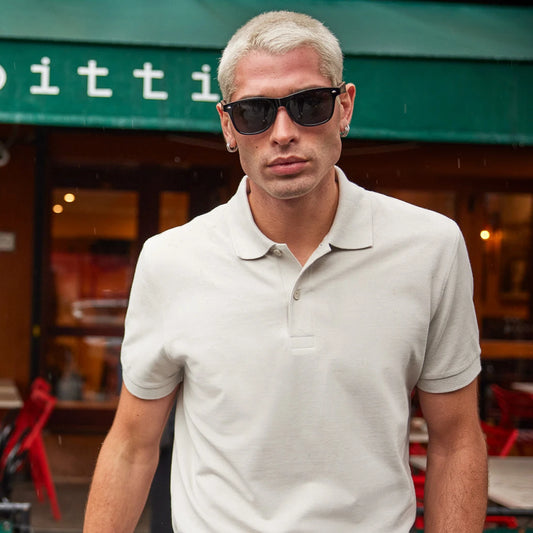 Polo uomo maniche lunghe B&C 180 blu