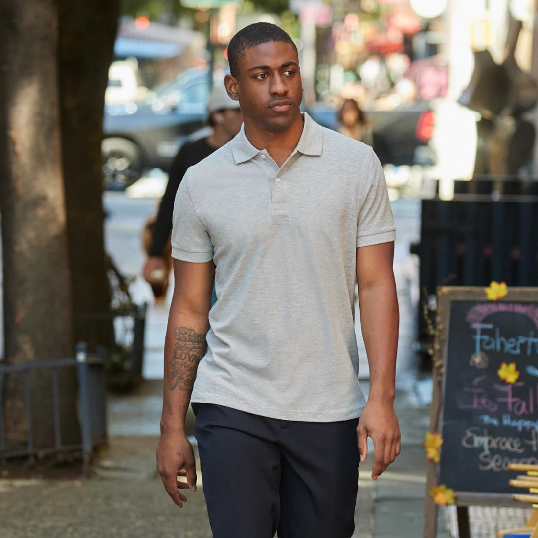 Polo uomo maniche lunghe B&C 180 heather grey