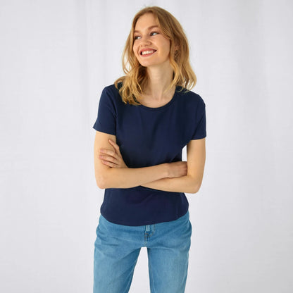 T-shirt donna B&C E150 cotone sostenibile blu